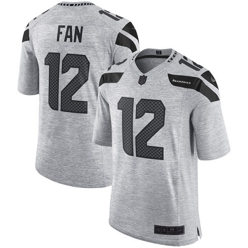 Nike Seahawks #12 Fan Gray Men's Stitched NFL Limited Gridiron Gray II Jersey